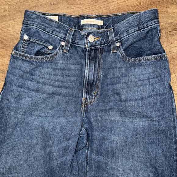 Levi's Premium Baggy Dad Jeans Women's 27 (Fits 28x29) Black Wide Leg Big E - Picture 2 of 11